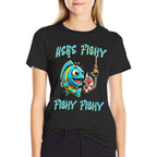 Womens Here Fishy Funny Fishing Graphic  Stretchy T-Shirt