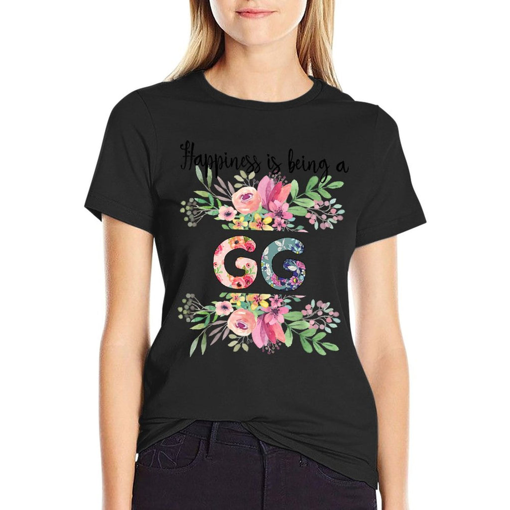Happiness Is Being A GG Cute Flowers Gifts  Polyester Blend T-Shirt