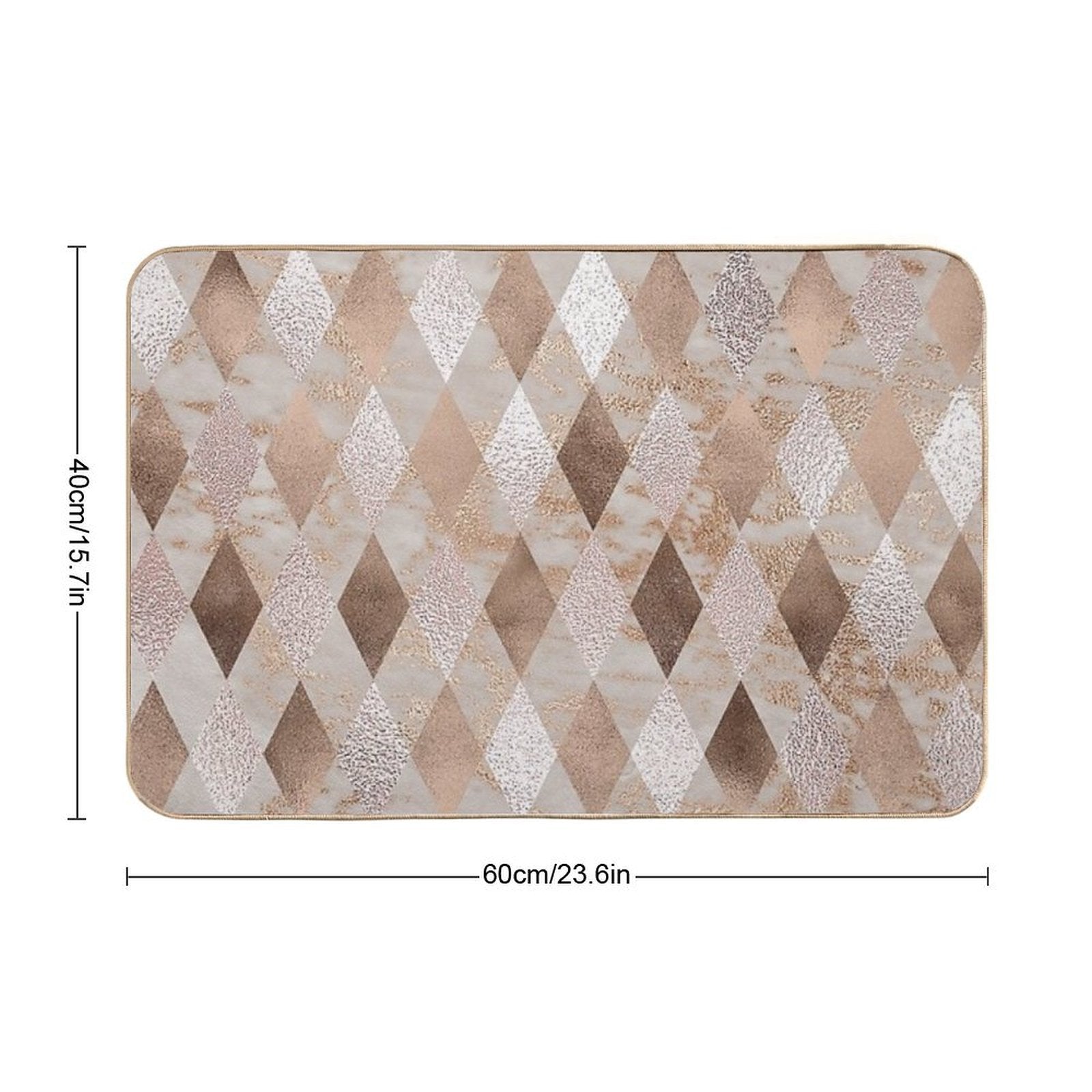 Small Copper And Blush Rose Gold Marble Argyle  Stain-Proof Bath Mat