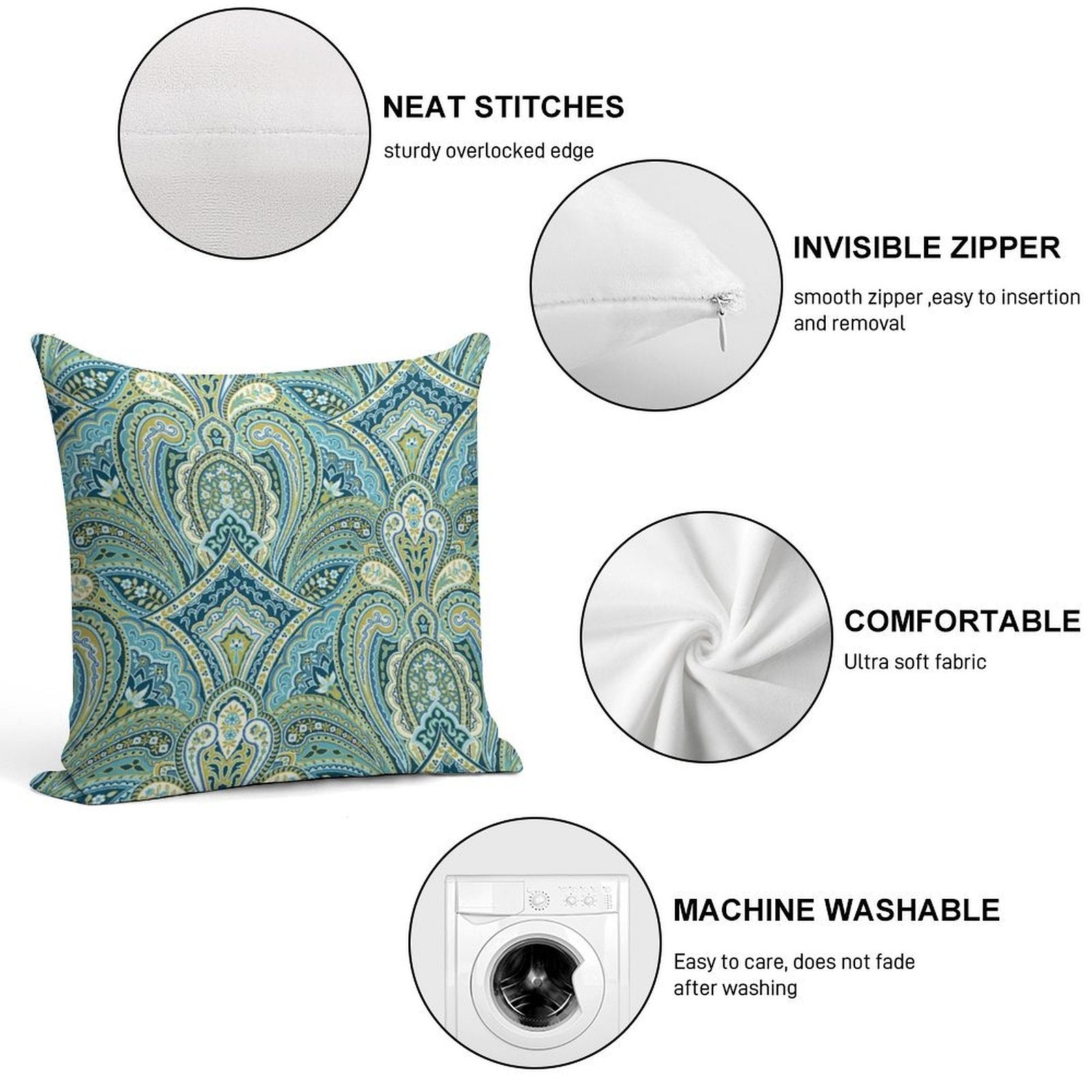 Paisley Elegance Soft Home Decor Throw Pillow