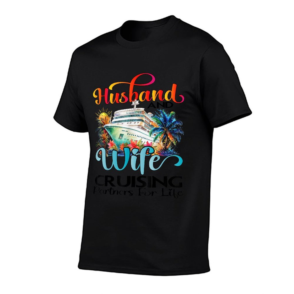 Husband Wife Partner Cruise Together 2025 Matching Unisex-Adults White Small Cotton 80 Polyester 20 Couples Matching  Soft T-Shirt