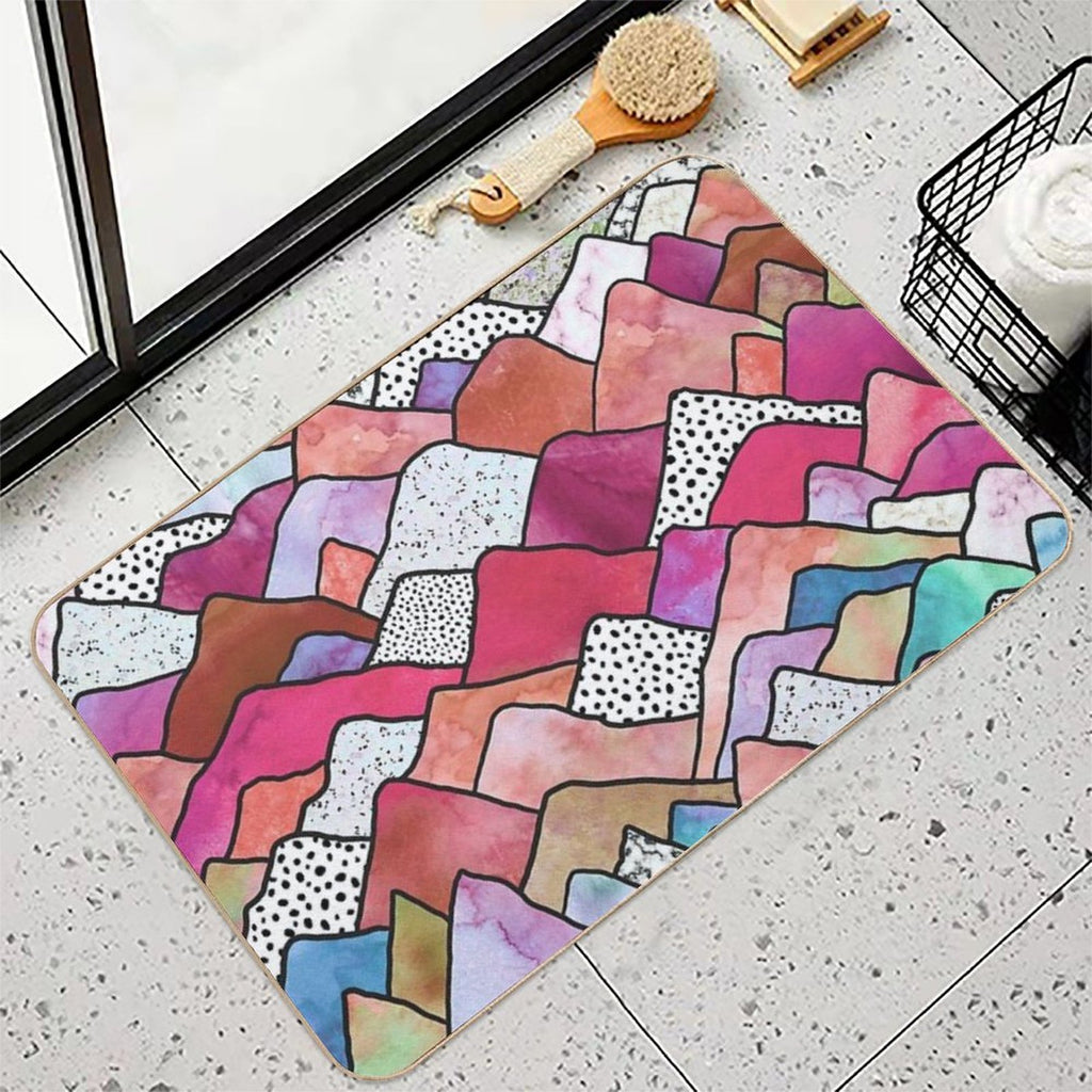 Mountains Dreams - Vivid Reds  Dirt-Trapping Bath Mat