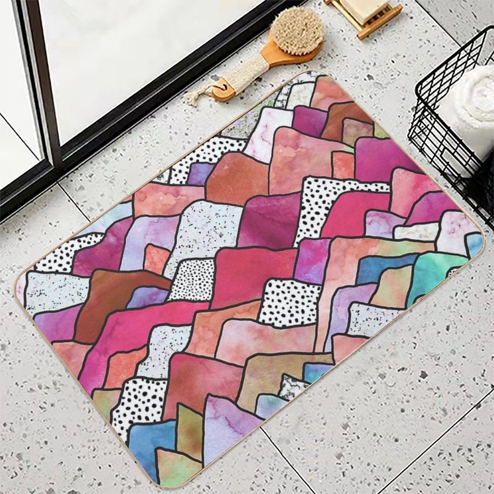 Mountains Dreams - Vivid Reds  Dirt-Trapping Bath Mat