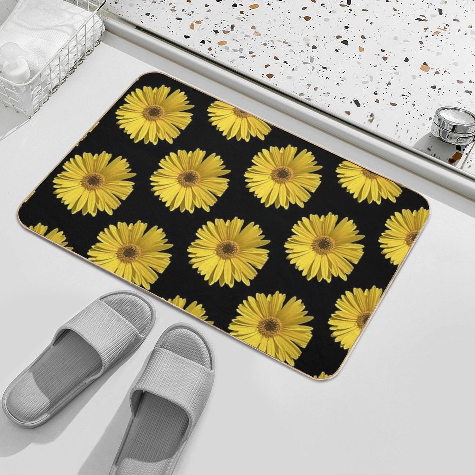 Close-up of A Yellow Daisy.  Repositionable Bath Mat