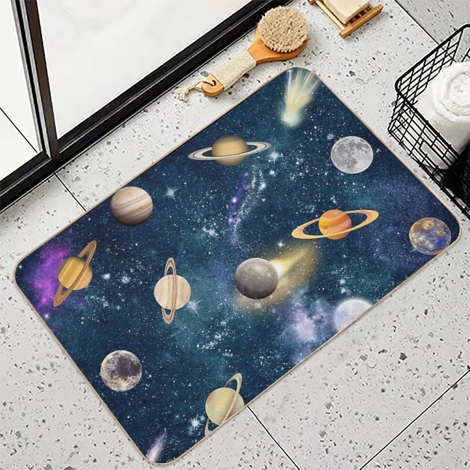 Planets in Galaxy Space  Bath Mats  Easy To Clean Bath Mat