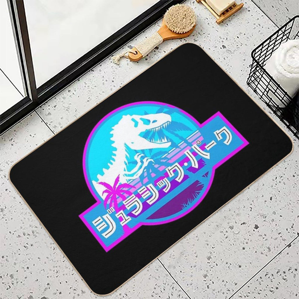 Jurassic Park Vaporwave (Japanese)  Dirt-Trapping Bath Mat