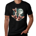 Womens Three Sphynx Moon  3 Hairless Cats Howling Cursed Wolf Meme  Stretchy T-Shirt