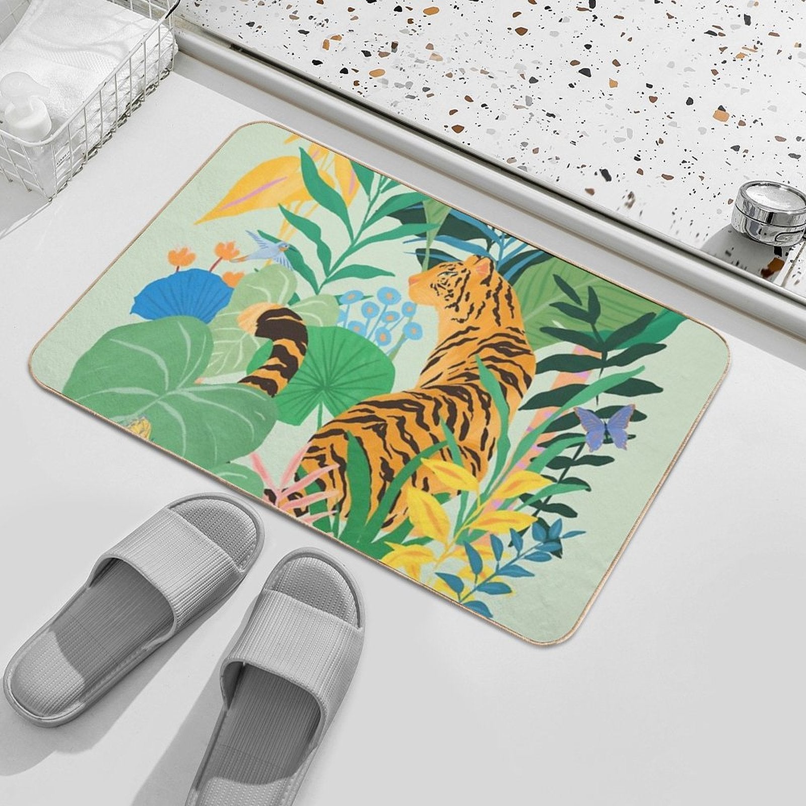 Tiger in Jungle  Eco-Friendly Bath Mat