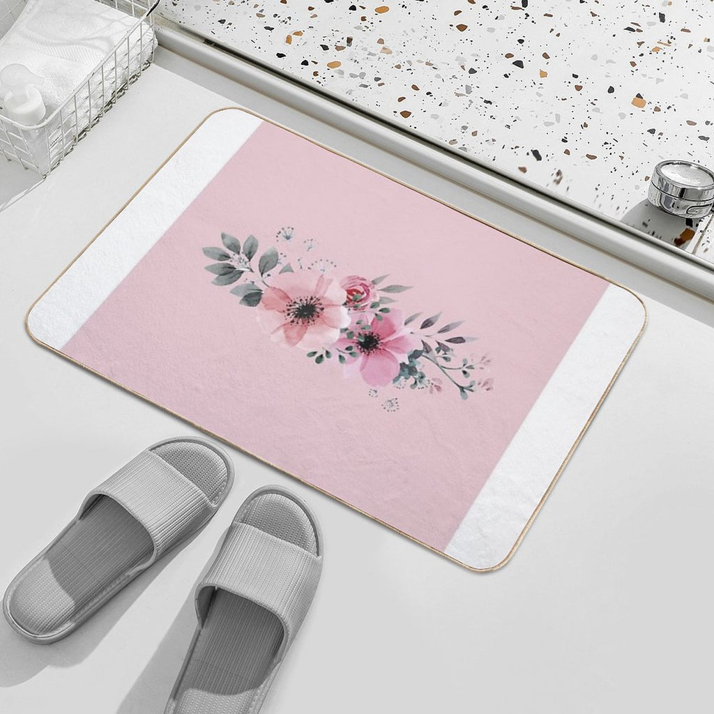 Pink Flower  Absorbent Bath Mat