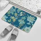 Jacobean Floral - Blue Durable Bath Mat