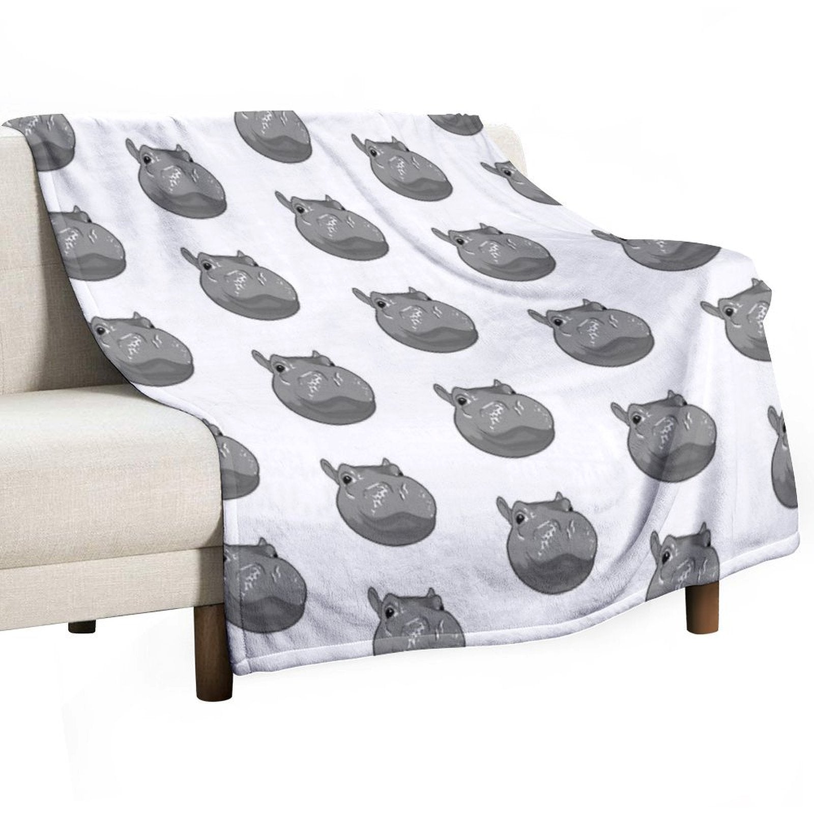 Hippo  Fiona  Cincinnati Zoo (white) Plush Throw Blanket