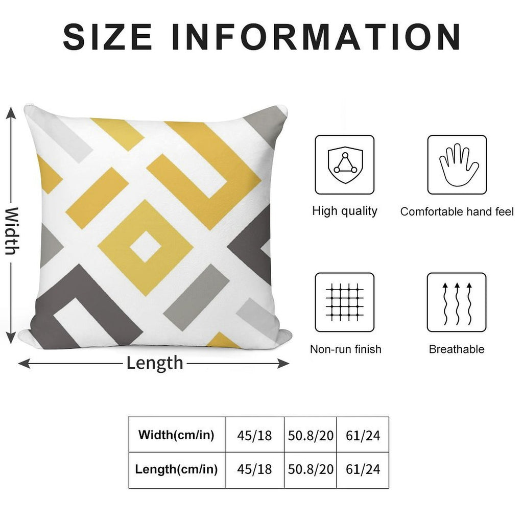 Mustard & Grey Geometric Soft Anti-Pilling Throw Pillow