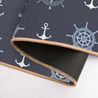 Pattern of Anchors And Compass Roses on Dark Blue  Rapid-Drying Bath Mat