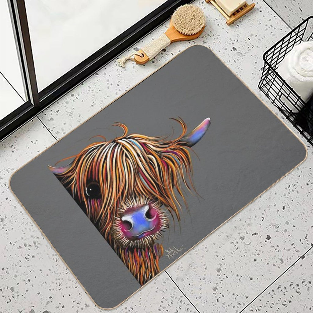 HiGHLaND CoW PRiNT SCoTTiSH ' SuGaR LuMP ON GReY ‘ BY SHiRLeY MacARTHuR  Pet-Safe Bath Mat