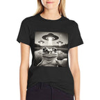 FrgloverCo. Funny Frog Selfie UFOs Unisex - Black, Small,, Cotton 100  Easy-care T-Shirt