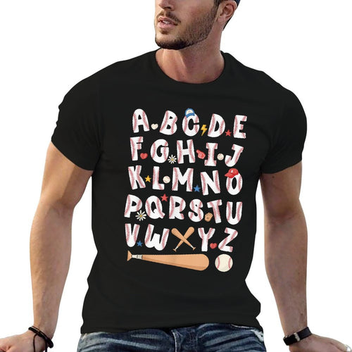 Alphabet Baseball ABCs Letters Kids Boys Girls Teacher  Graphic-printed T-Shirt