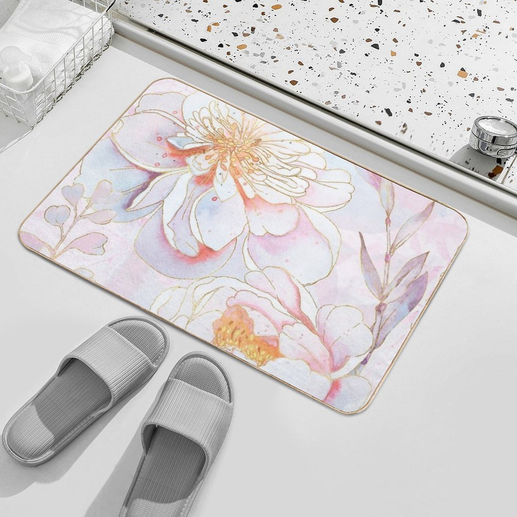 Maisie's Peonies Dreamy Pastel Garden Floral  Long-Lasting Bath Mat