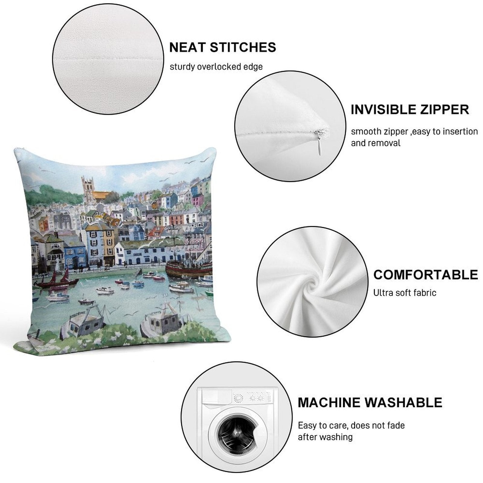 In with The Catch - Brixham, Devon Soft Luxury Feel Throw Pillow