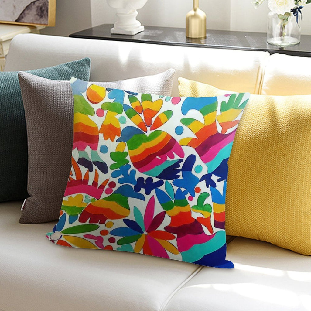 Mexican Otomi Colors Soft Anti-Pilling Throw Pillow