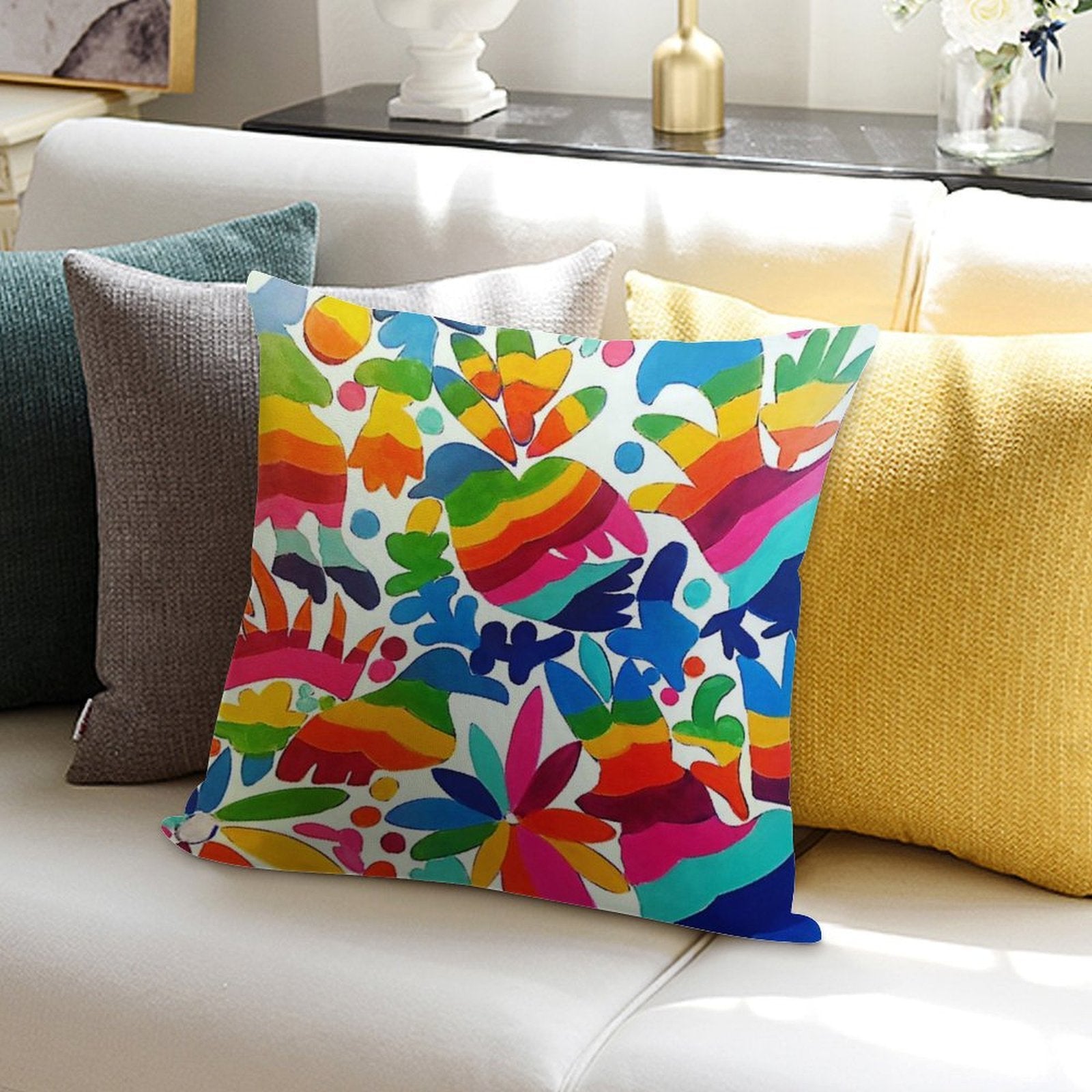 Mexican Otomi Colors Soft Anti-Pilling Throw Pillow