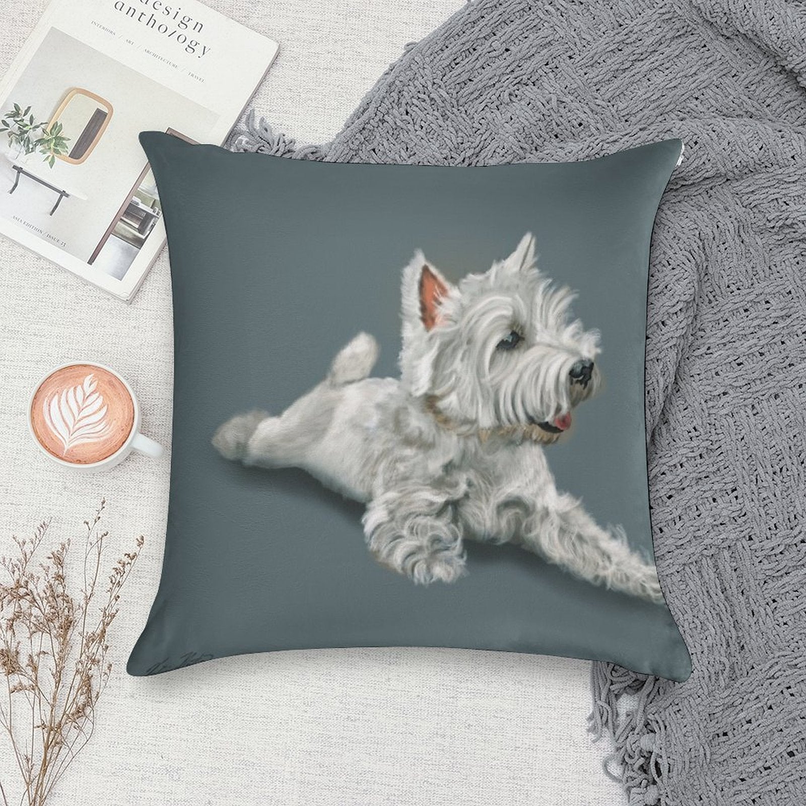 West Highland Terrier Westie Soft Luxury Feel Throw Pillow
