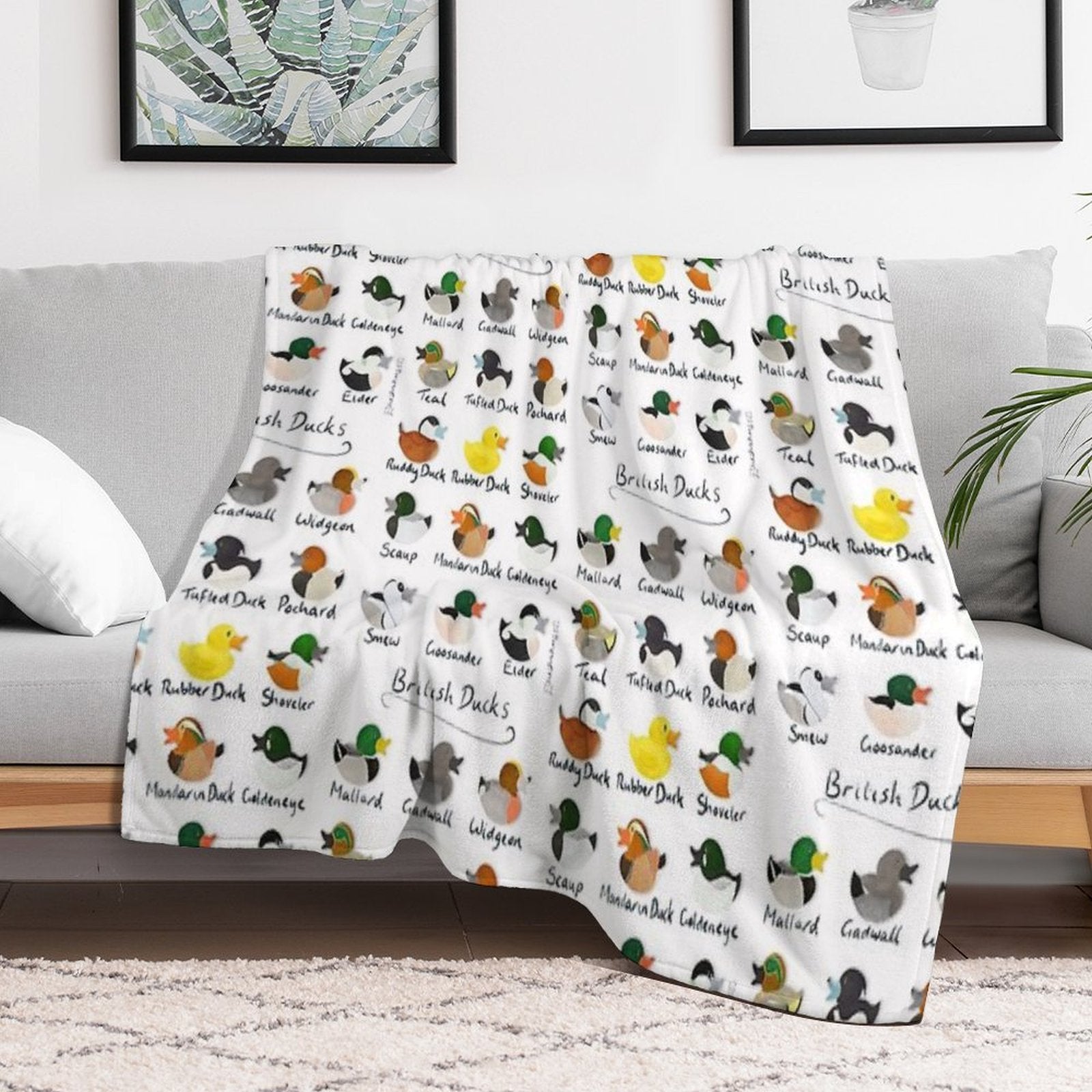 Guide to British Ducks Shrink-resistant Throw Blanket