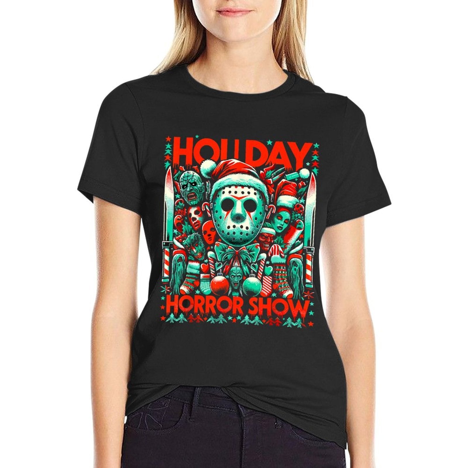 Holiday Horror Show - Slasher And Christmas Fusion  Polyester Blend T-Shirt
