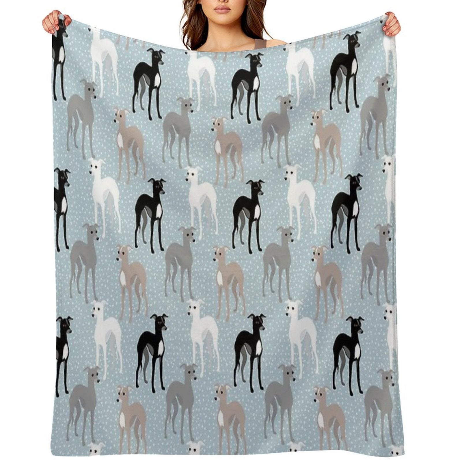 Italian Greyhounds Mid-Century Modern Pattern Wrinkle-free Throw Blanket