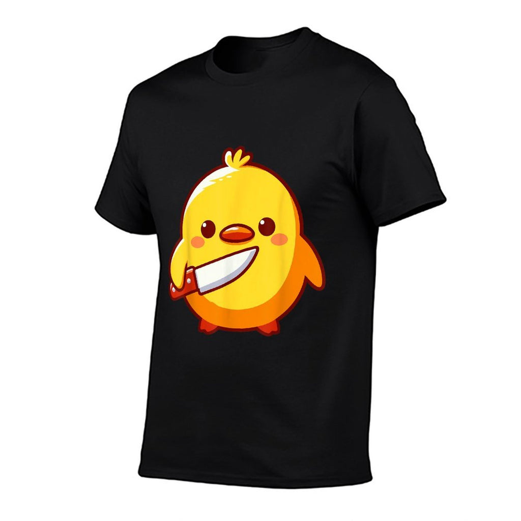 Duck with Knife Meme Chick with Knife  Rolled Sleeves T-Shirt