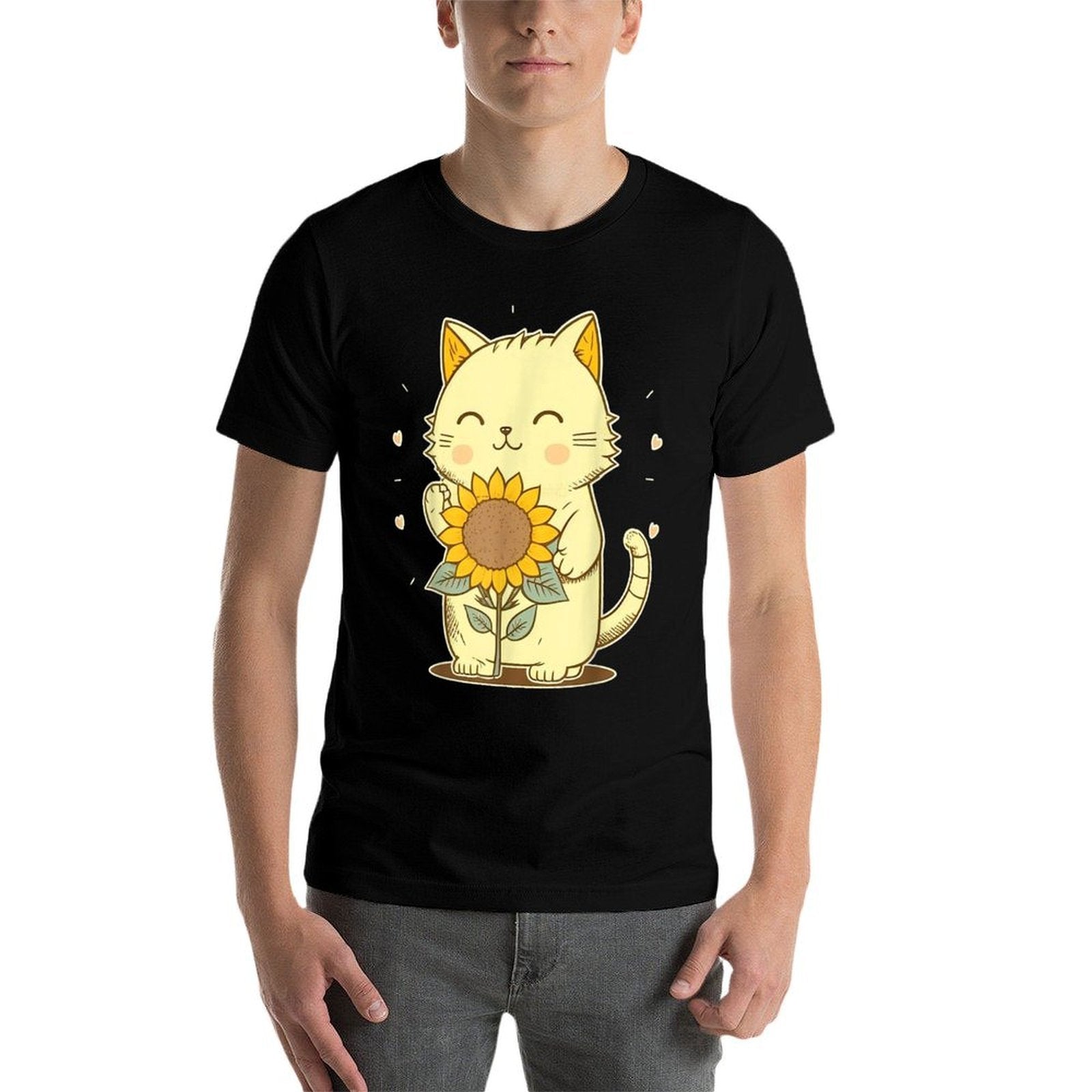 Kawaii Kitten Kitty Anime Cat Sunflower Sunshine-Vintage for Men Women Kids  Relaxed-fit T-Shirt