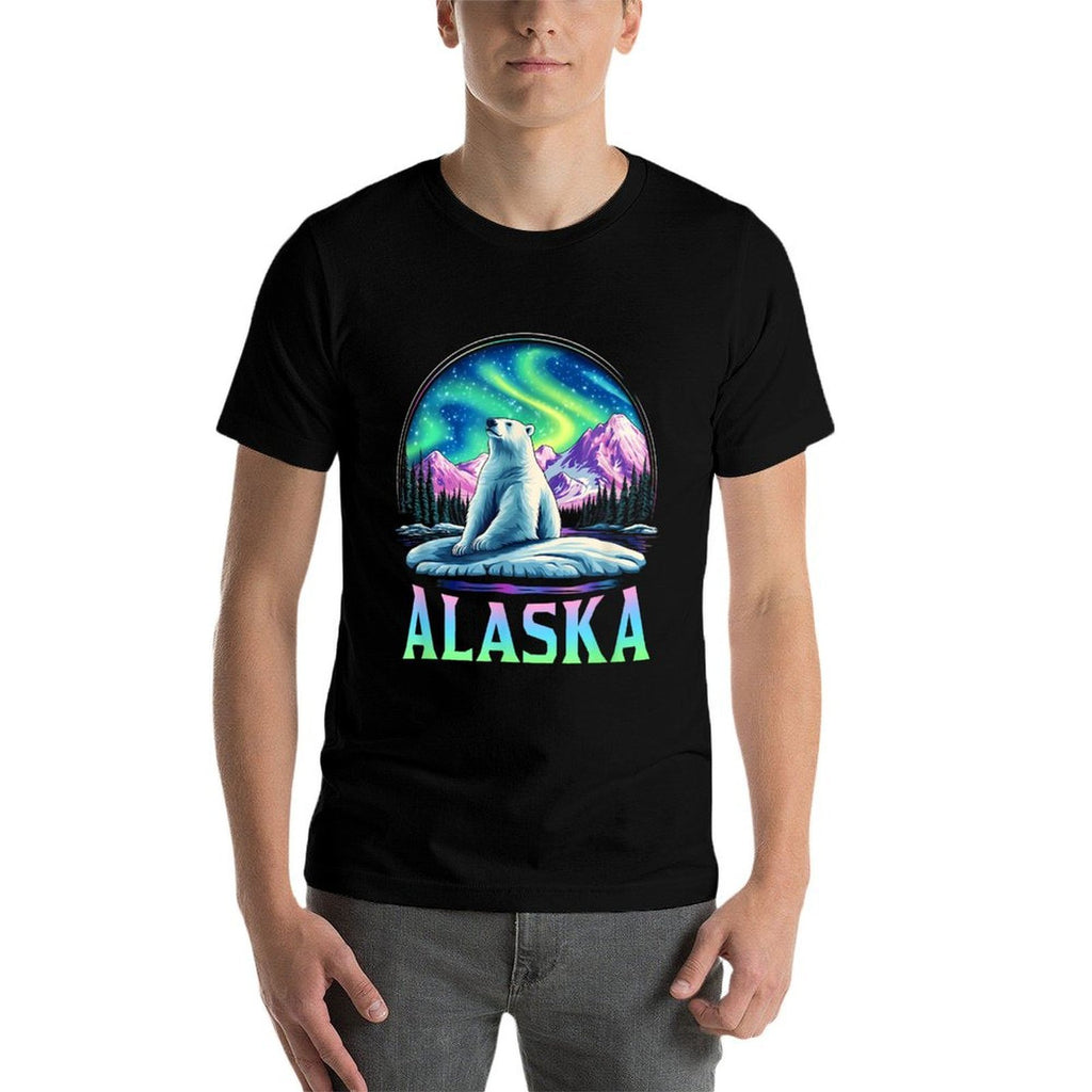 Alaska Northern Lights Aurora Viewing Bear Vacation Trip  Heathered Texture T-Shirt