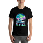 Alaska Northern Lights Aurora Viewing Bear Vacation Trip  Heathered Texture T-Shirt