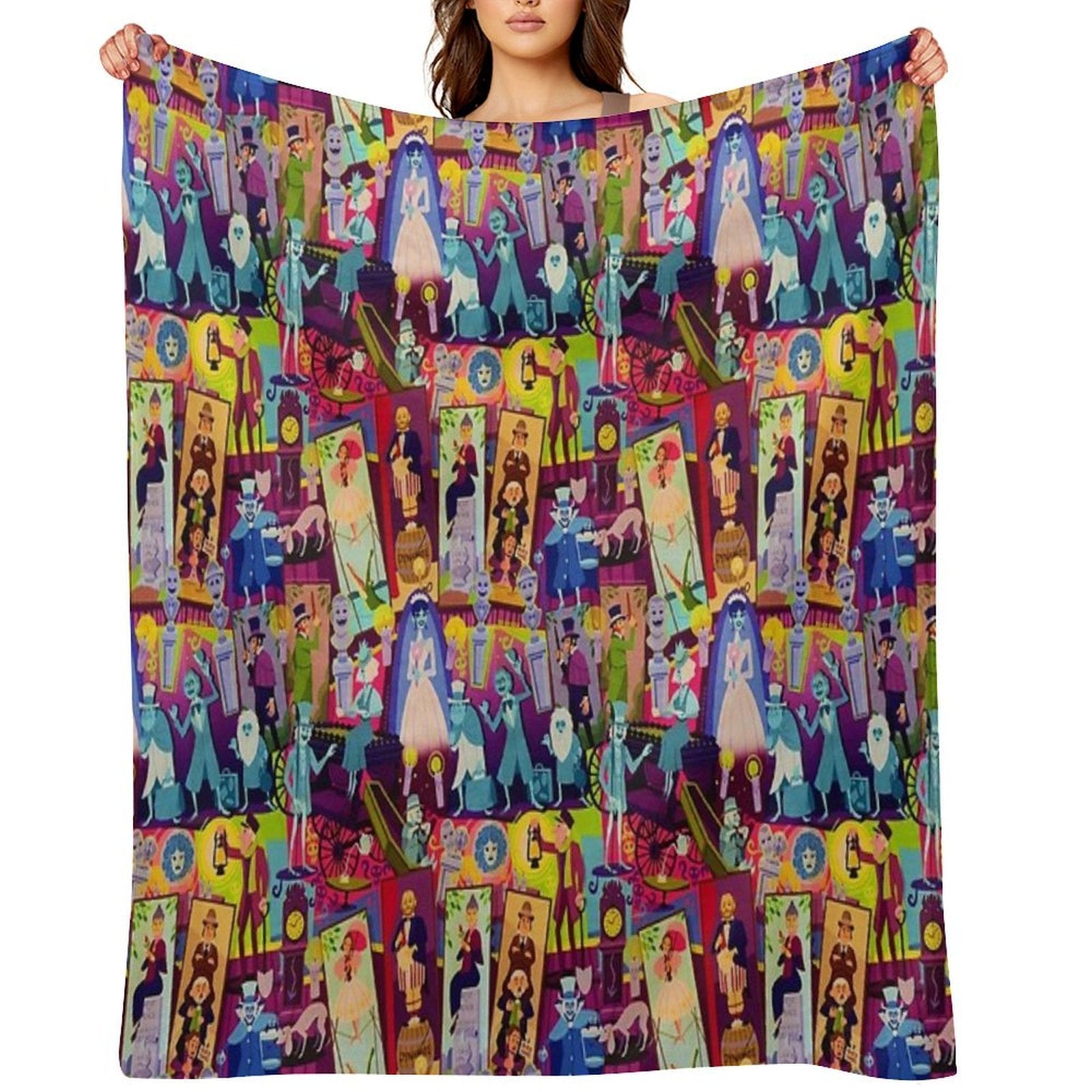 Retro Mansion Collage Multi-functional Throw Blanket