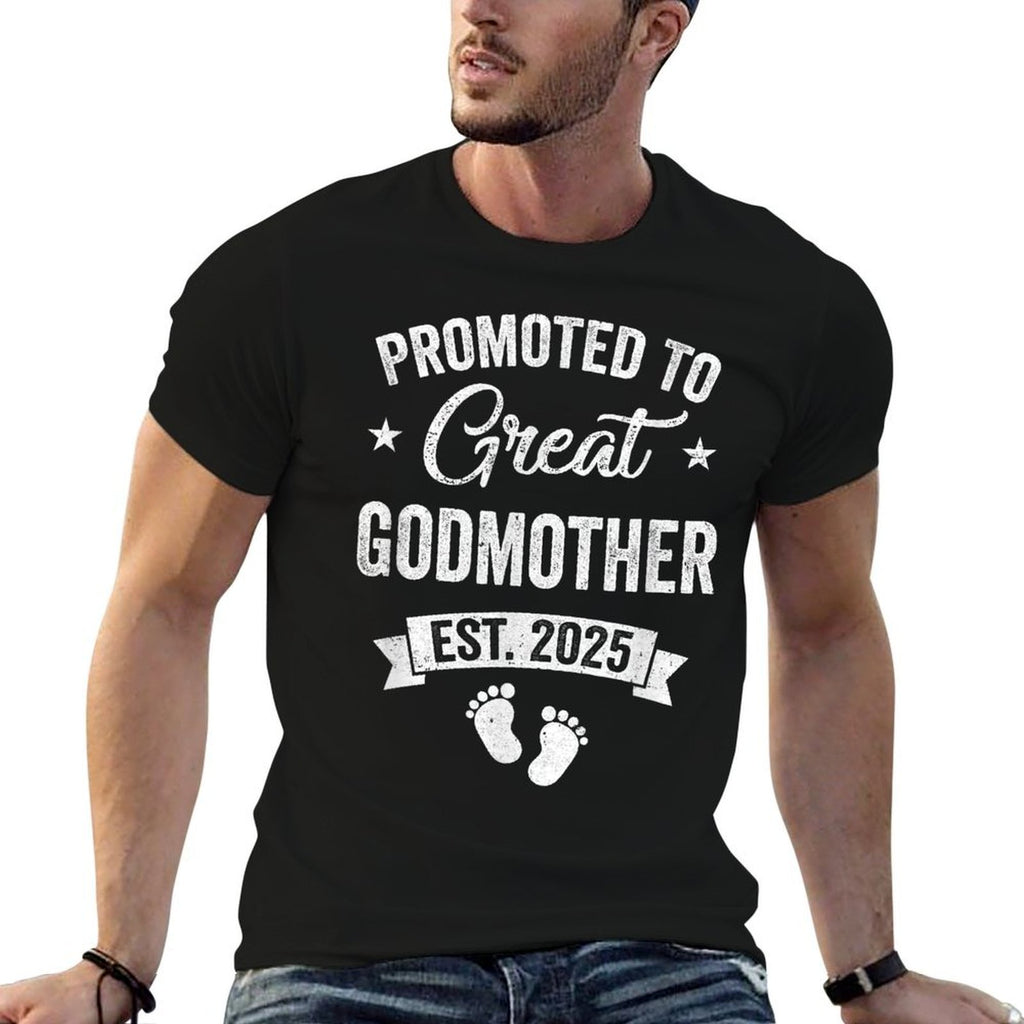 Promoted To Great Godmother Est 2025 Pregnancy Announcement  Tagless Design T-Shirt