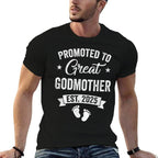 Promoted To Great Godmother Est 2025 Pregnancy Announcement  Tagless Design T-Shirt