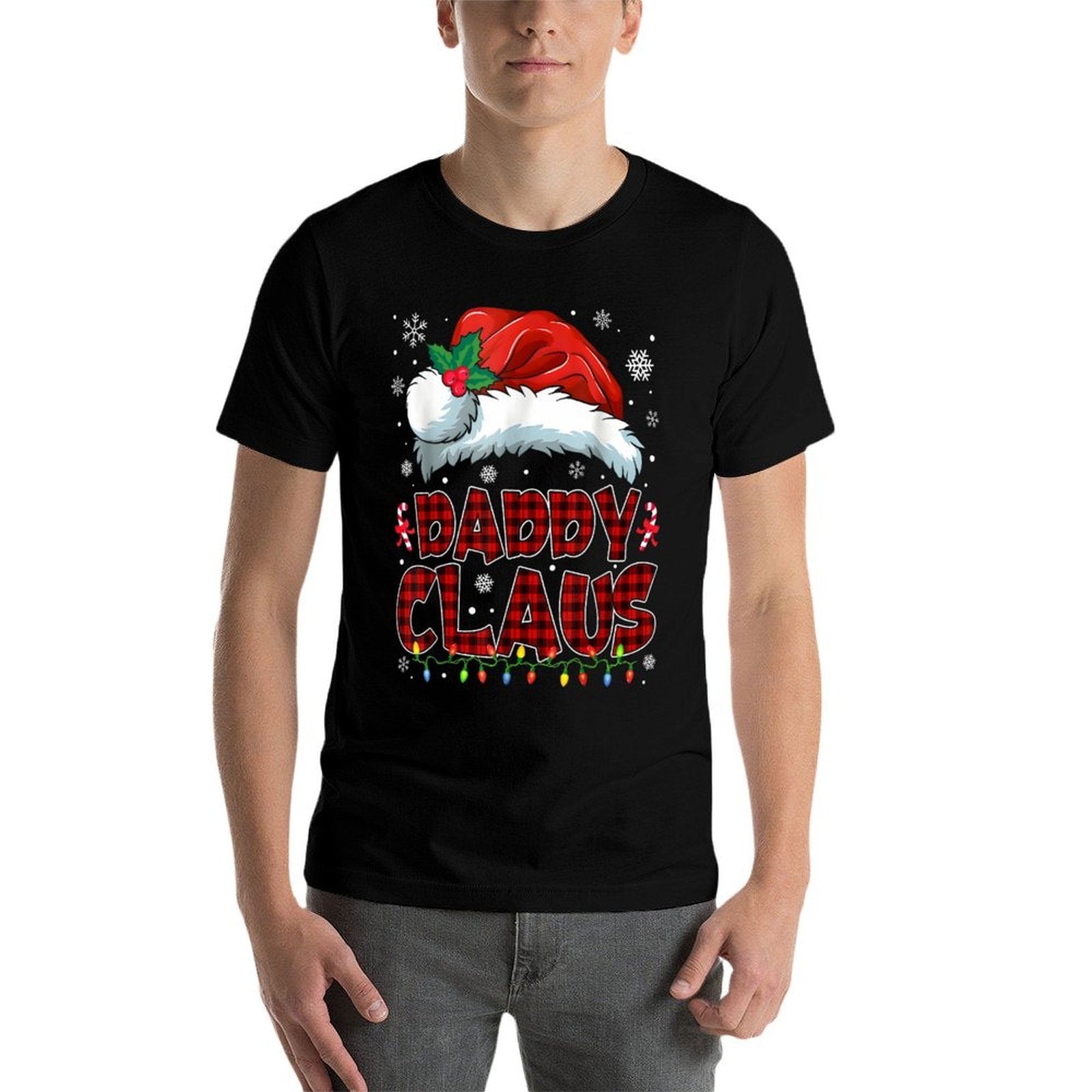 Daddy Claus Christmas Lights Pajama Family Group Matching  Breathable T-Shirt