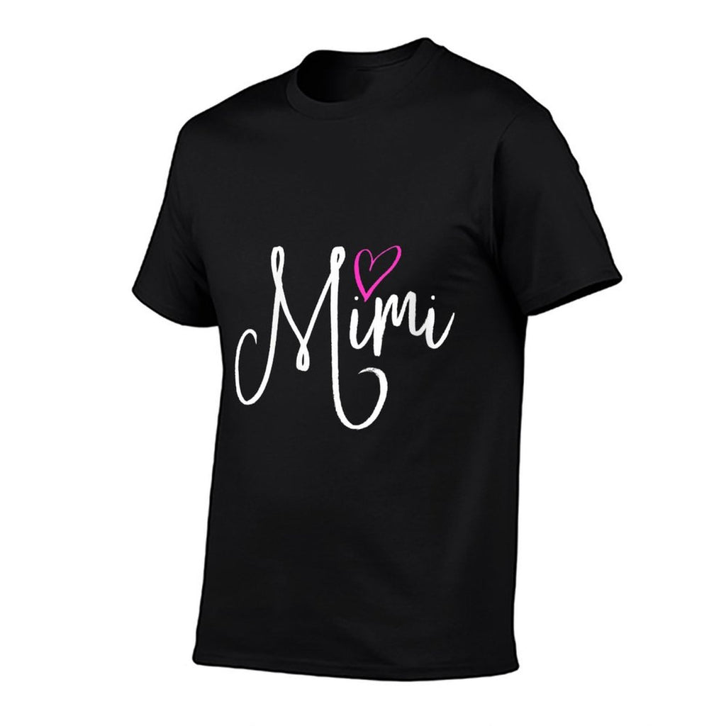 Womens Mimi with Pink Heart Fun Grandmother Gift  Cotton T-Shirt