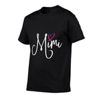 Womens Mimi with Pink Heart Fun Grandmother Gift  Cotton T-Shirt