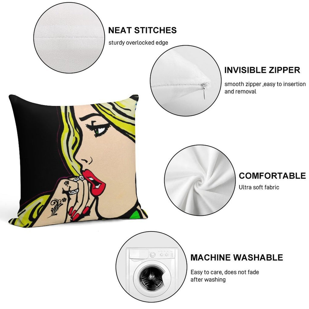 Graffiti Rat Vs Pretty Pop Art Girl Soft Skin-Friendly Throw Pillow