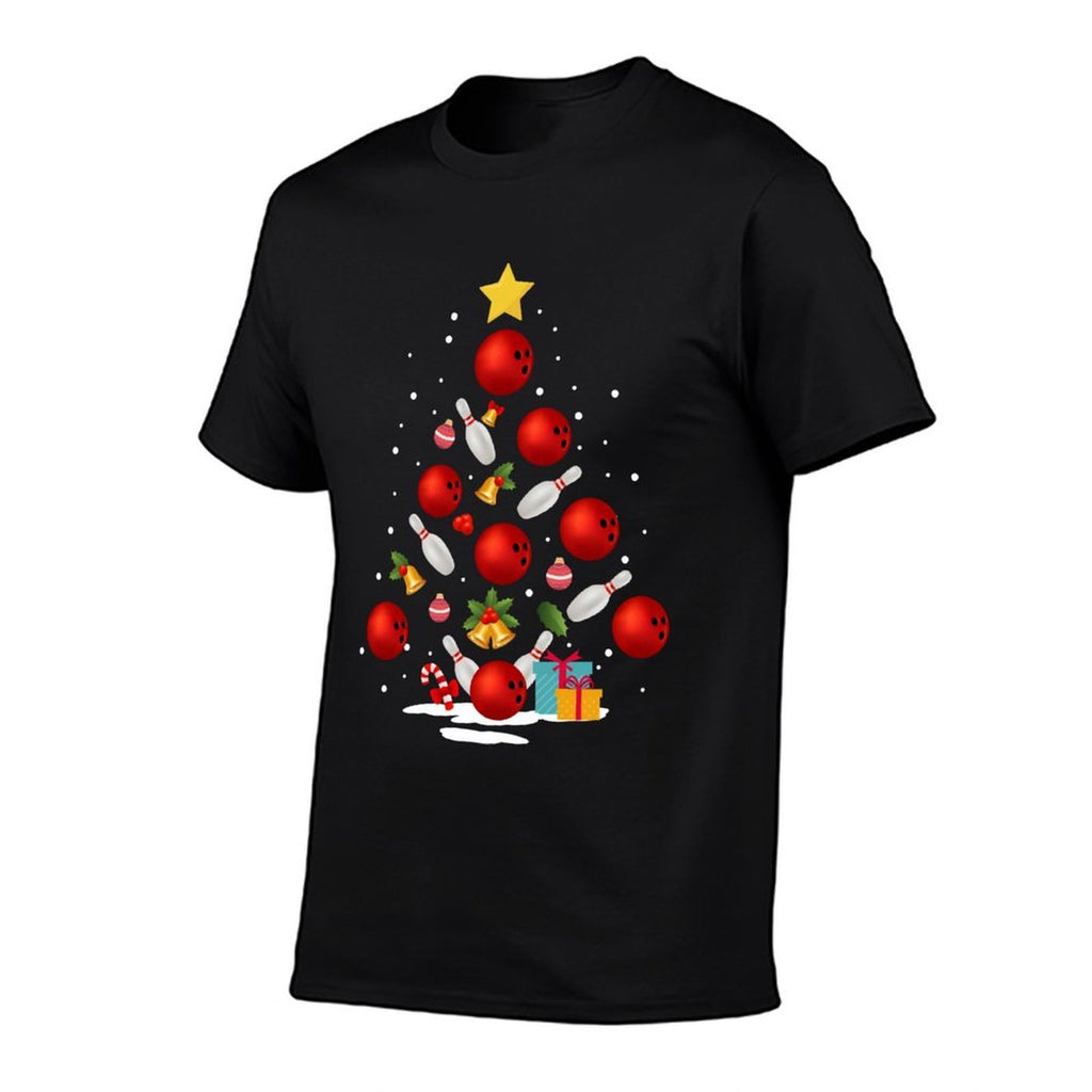 Funny Bowling Christmas Tree Lights Xmas Gifts For Men Women  Trendy Pattern T-Shirt