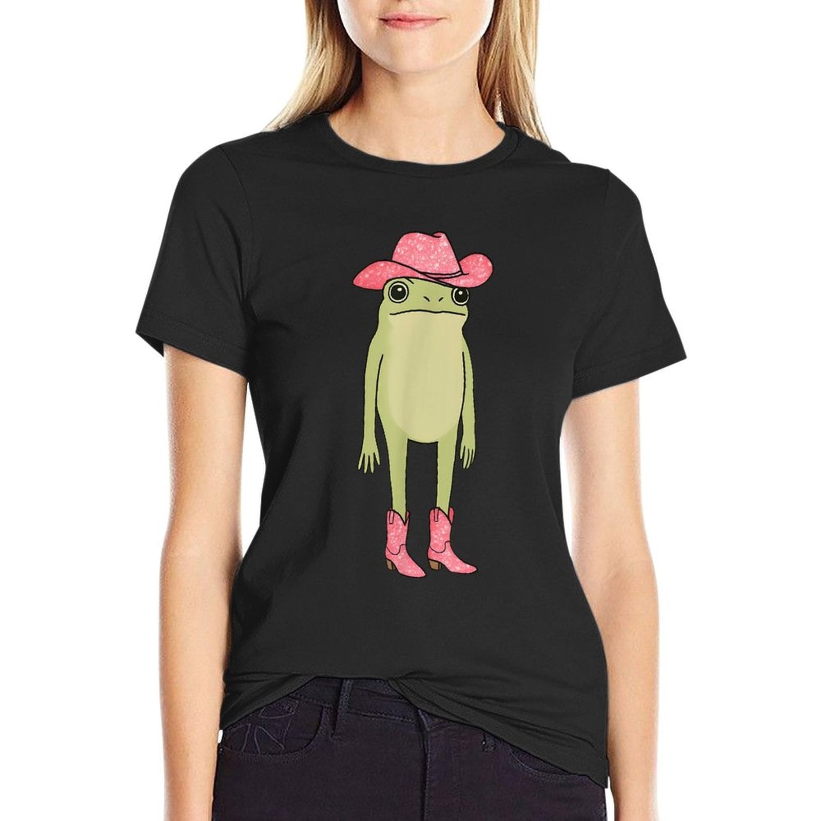 Western Country Cowgirl Rodeo  Funny Cowboy Frog Cartoon  Relaxed-fit T-Shirt