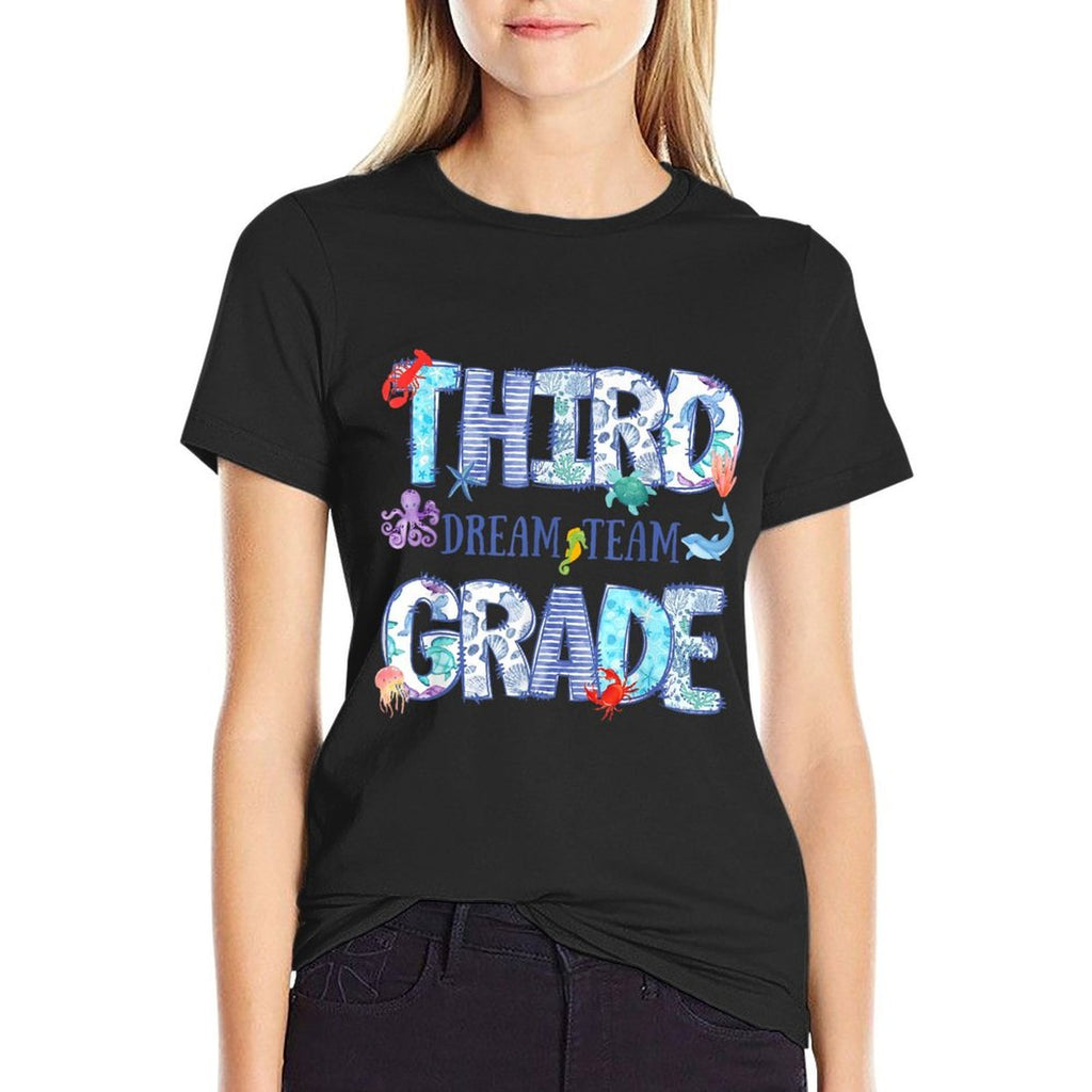 Third Grade Dream Team Back to School Funny Sea Animals  Moisture-wicking T-Shirt