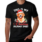 Golden Retriever Christmas Pajama Santa Hat Dog Lover Funny for Men Women  Oversized Silhouette T-Shirt