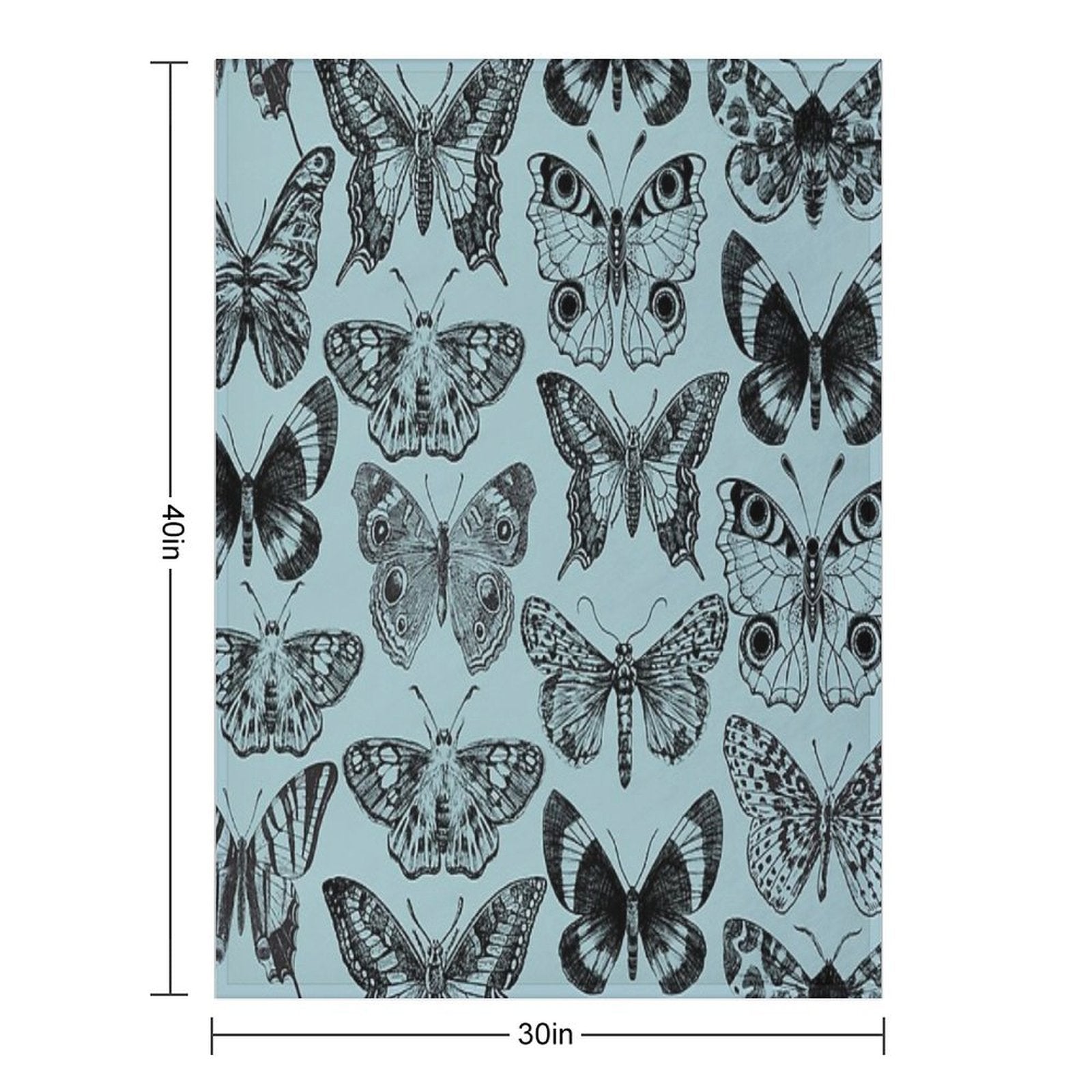 Large Butterfly Vintage Pattern (blue) Travel-friendly Throw Blanket