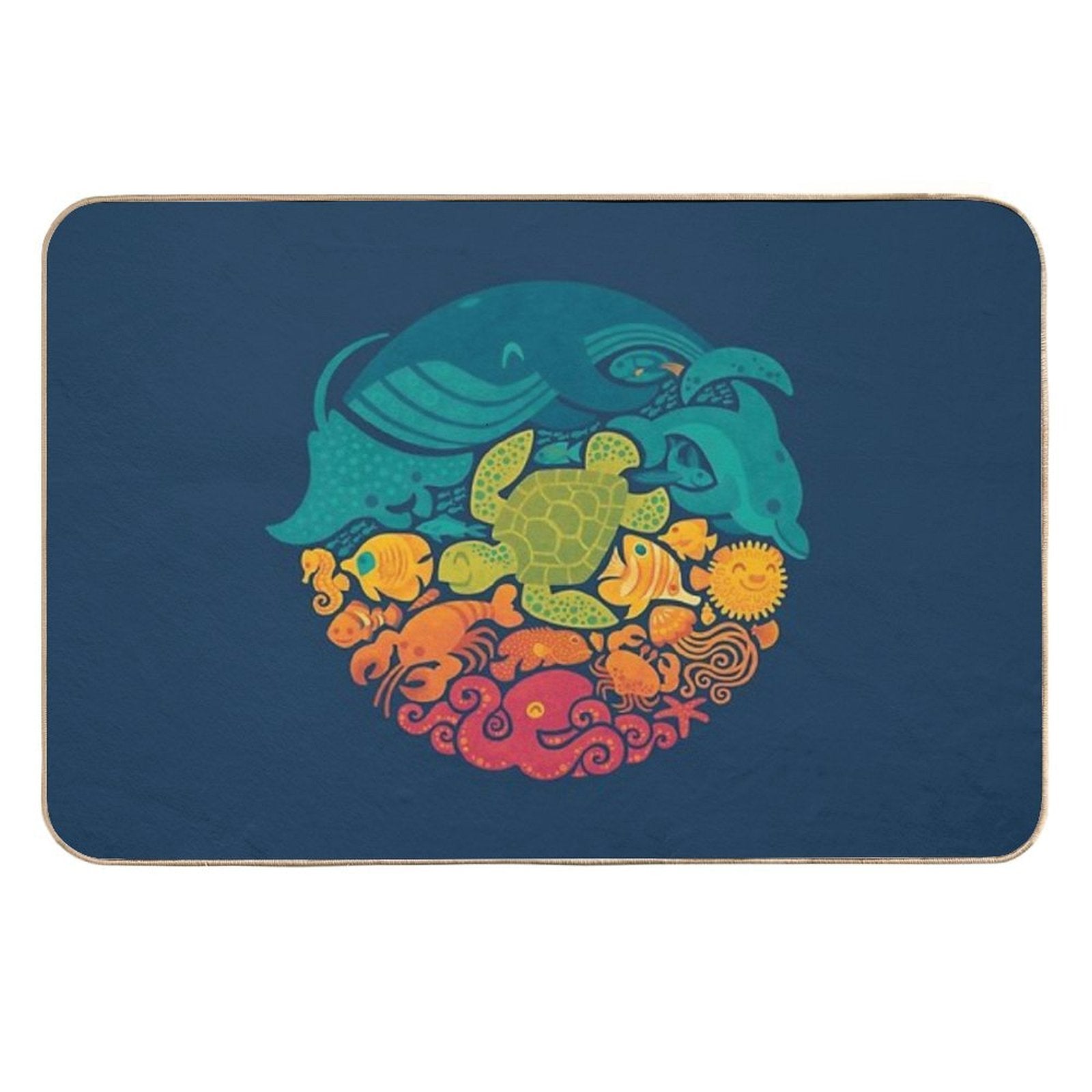 Aquatic Rainbow  Fade-Resistant Bath Mat