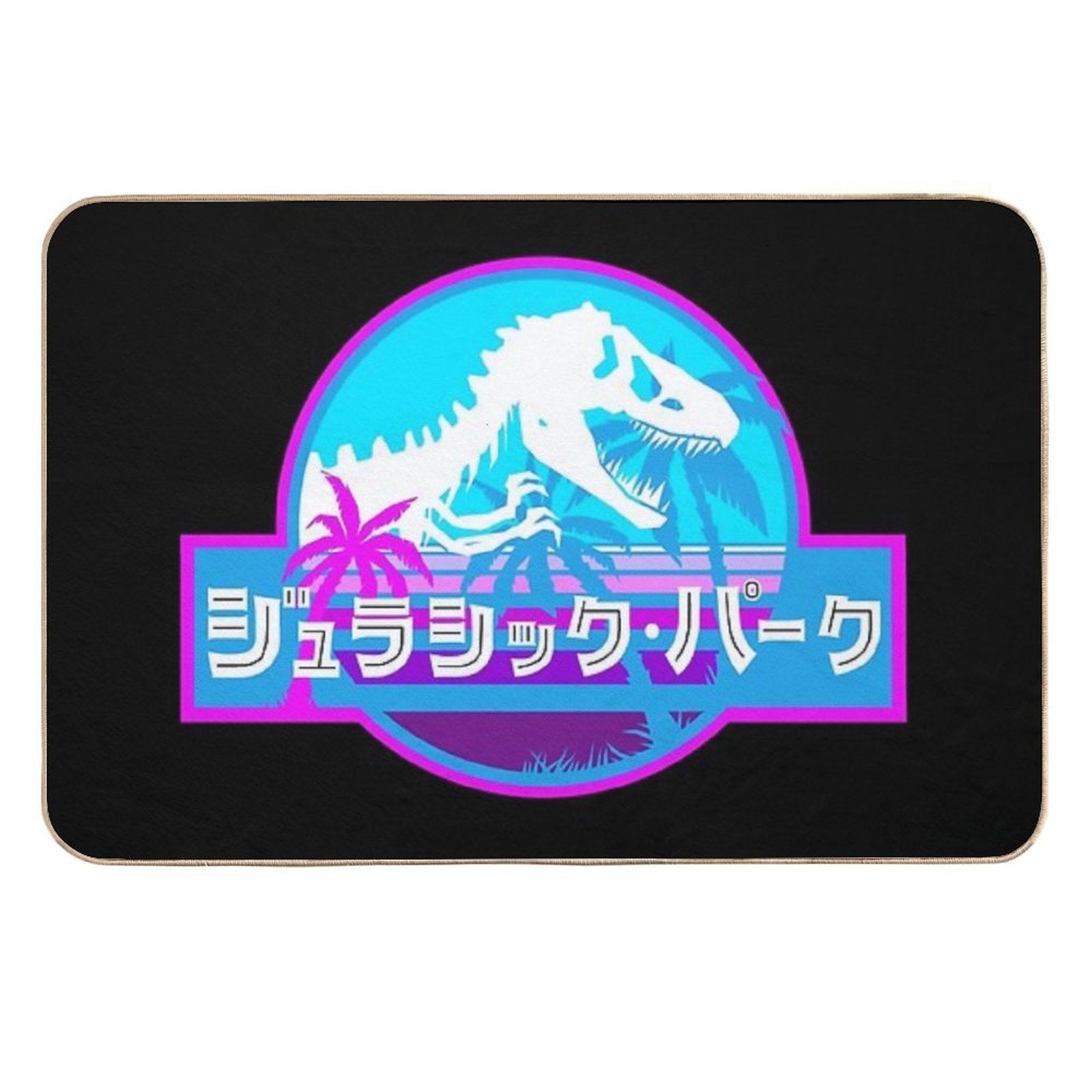 Jurassic Park Vaporwave (Japanese)  Dirt-Trapping Bath Mat