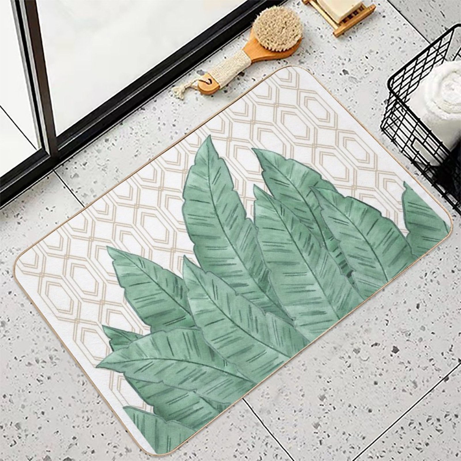 Banana Leaves . Durable Bath Mat