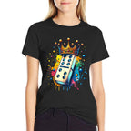 Funny Dominoes King  Board Game Domino Lover Domino Player  Summer-ready Fabric T-Shirt