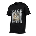 Rage Consumes Me Funny Silly Staring Cat Meme Women Men  Polyester Blend T-Shirt