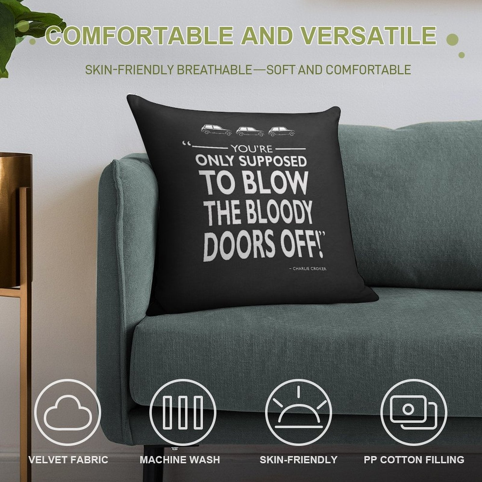 Blow The Bloody Doors Off Soft Fade-Resistant Throw Pillow